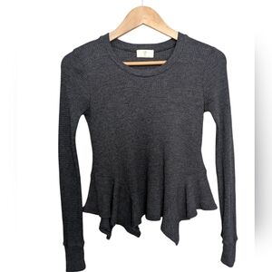Anthropologie T.La‎ Petite XXS Waffle Knit Top Gray